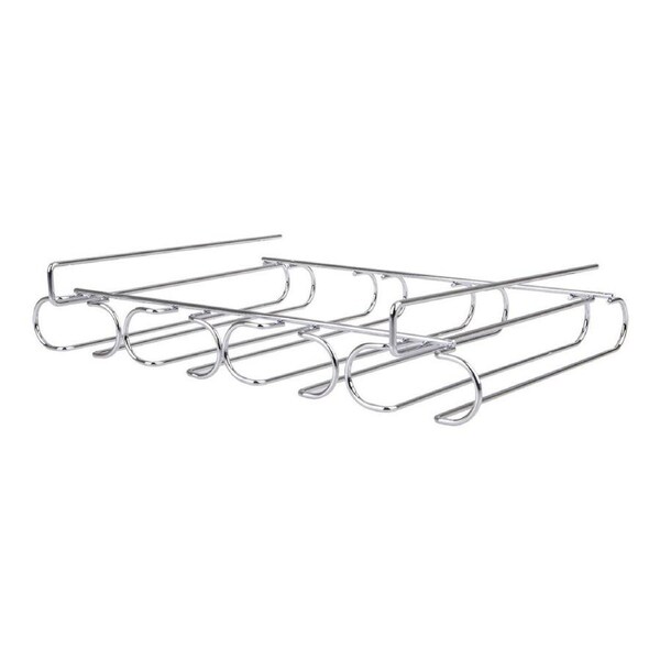 Bartender Chrome Plate Undershelf 4-Rail Stemware Rack Organiser Silver