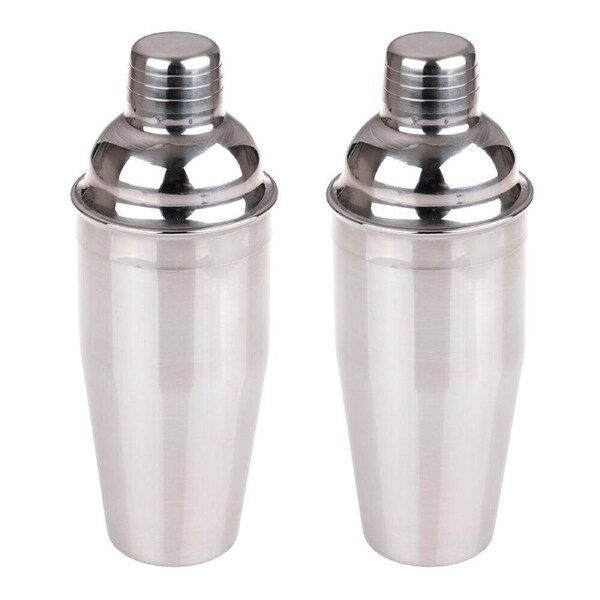 2PK Bartender Stainless Steel Cocktail Shaker Drink Mixer Barware 700ml Silver