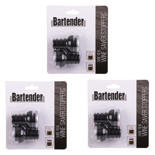 3x 2pc Bartender Sure-Seal Wine Saver Bottle Stoppers Resealer/Saver Cap Set