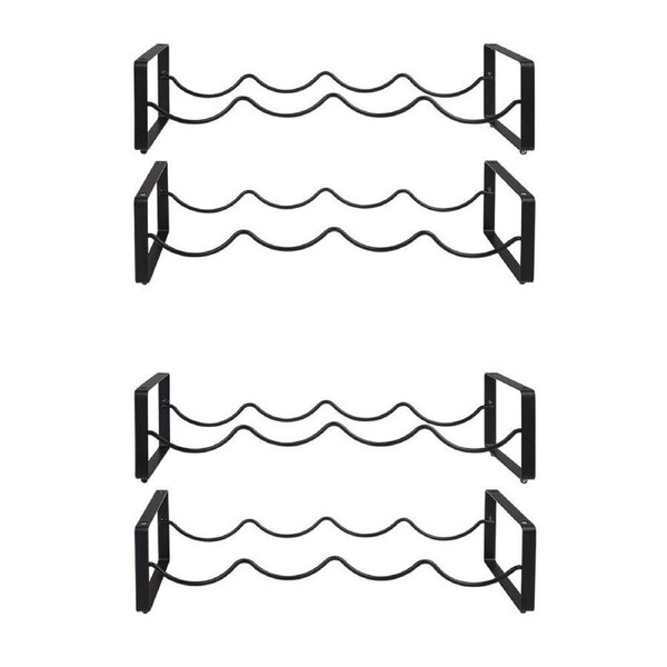 2PK Bartender Steel 2-Tier 8-Bottle Stackable Wine Rack Kitchen/Barware Black