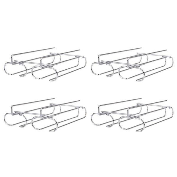 4PK Bartender Chrome Plated Undershelf 2-Rail Stemware Rack Organiser Silver