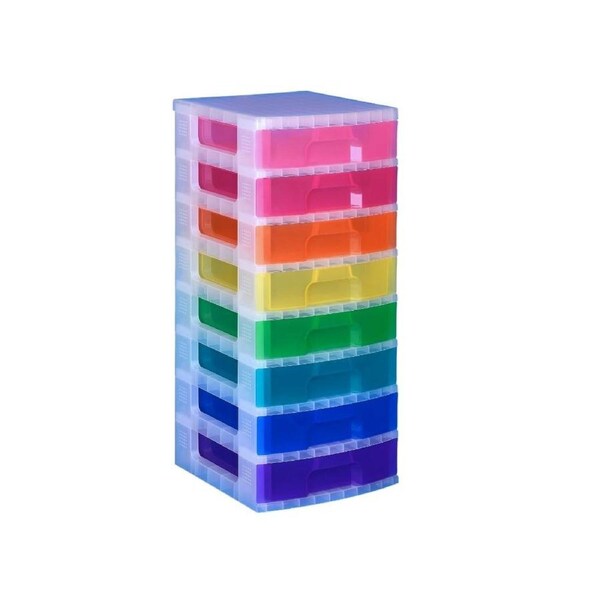Scrapbook Drawers Tower with 8x9.5 Litre Assorted Coloured Drawers by Really Useful Boxes