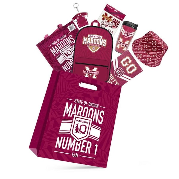 NRL SOO QLD Showbag S4 w/ Duffle Bag/Cap/Drink Bottle/Coaster/Notebook/Socks