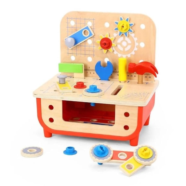 Tooky Toy Deluxe Wooden Work Bench Kids Toy 3Yrs+