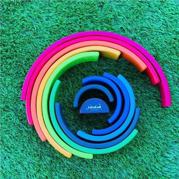 LaLaLull Australia(R) Wooden Rainbow Stacker 12Pcs Large