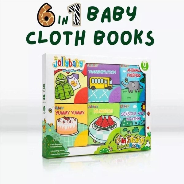 Newborn Book Set with Teether - 6 Soft Books