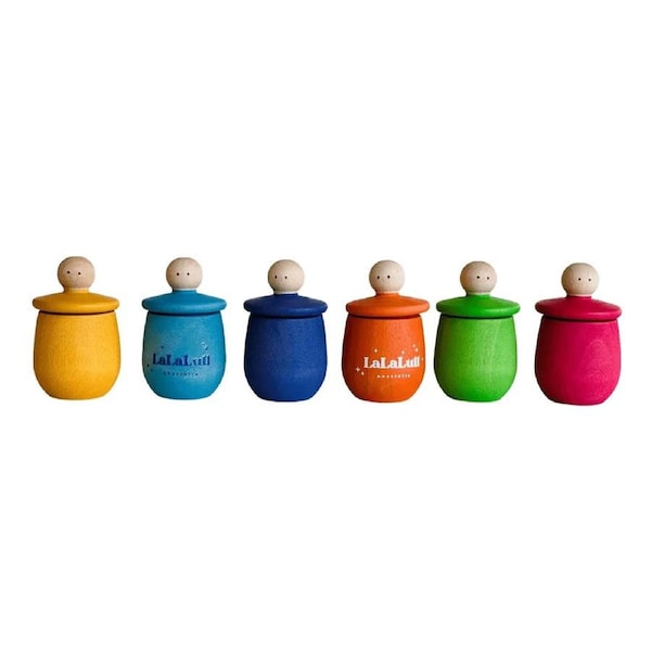 LaLaLull Australia® Wooden Rainbow Cyclone Top Dolls (Set of 6)