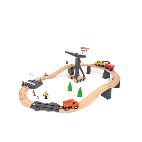 35pc Tooky Toy Construction Yard Vehicles/Train/1.7M Track Kids Playset 3+