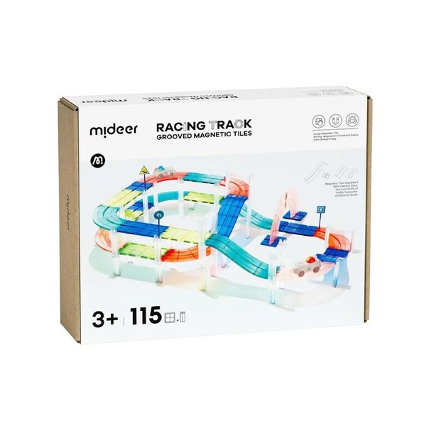 Mideer Racing Track Grooved Magnetic Tiles 115P