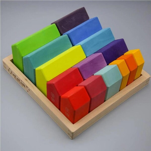 LaLaLull Australia® Wooden Stacking Blocks 15Pcs with Tray