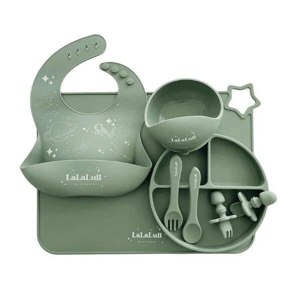 LaLaLull Australia® Silicone Feeding Set 8 Pcs - Sage 6M+