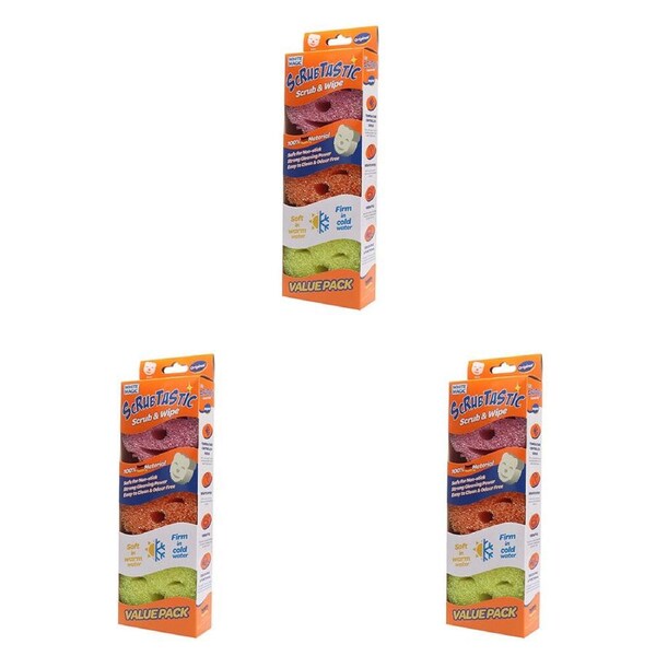 3x 3pc White Magic Scrubtastic Scrub & Wipe Sponge Surface/Dish Dirt Cleaner