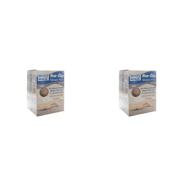 2PK White Magic Shower Floor Mat Large Fast Drying Non-Slip Rug Latte 100x40cm