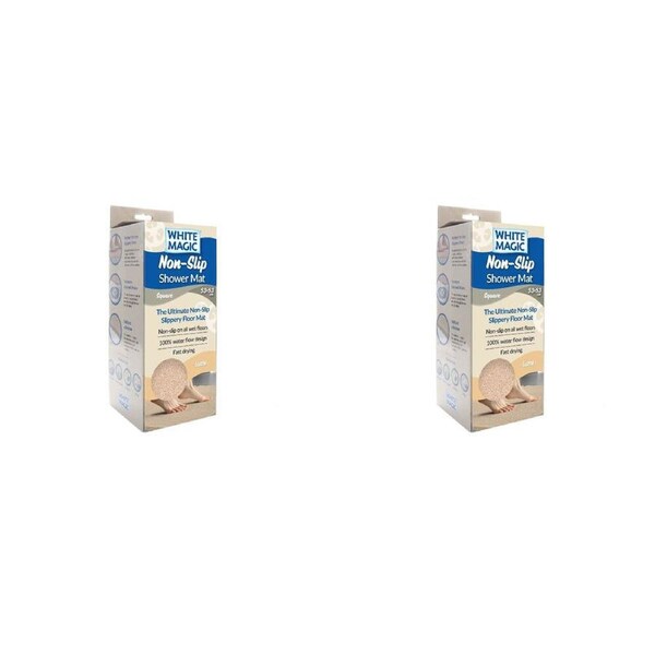 2PK White Magic Shower Floor Mat Square Fast Drying Non-Slip Rug Latte 53x53cm