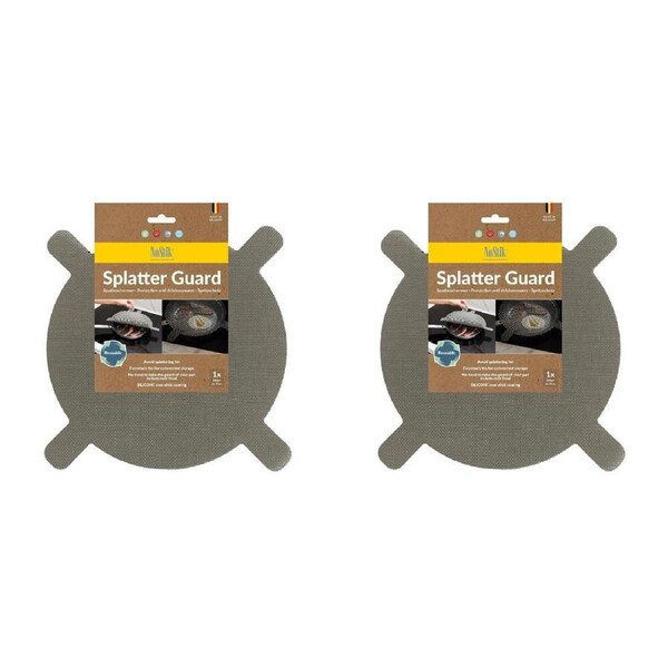 2PK Nostik Silicone+Fibreglass Splatter Guard Liner Non-Stick Cover Grey 32cm