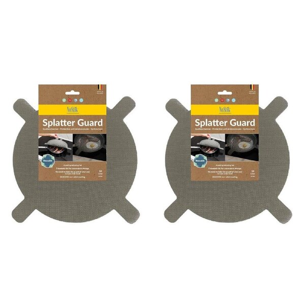 2PK Nostik Silicone+Fibreglass Splatter Guard Liner Non-Stick Cover Grey 36cm