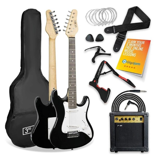 3rd Avenue 3/4 Size Electric Guitar Starter Pack Black
