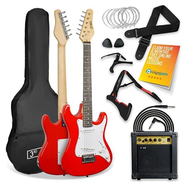 3rd Avenue 3/4 Size Electric Guitar Starter Pack Red