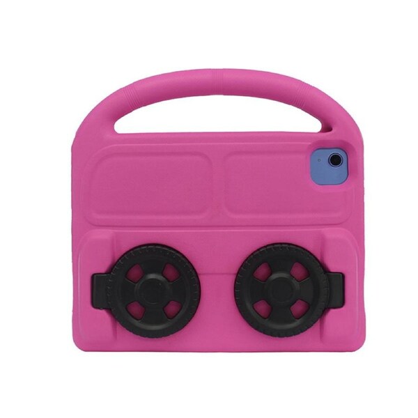 Nevenka Car Wheel-Shaped Shockproof Case for iPad 10 10.9 Inch 2022 with Foldable Stand Handle Kids Gifts-Rose