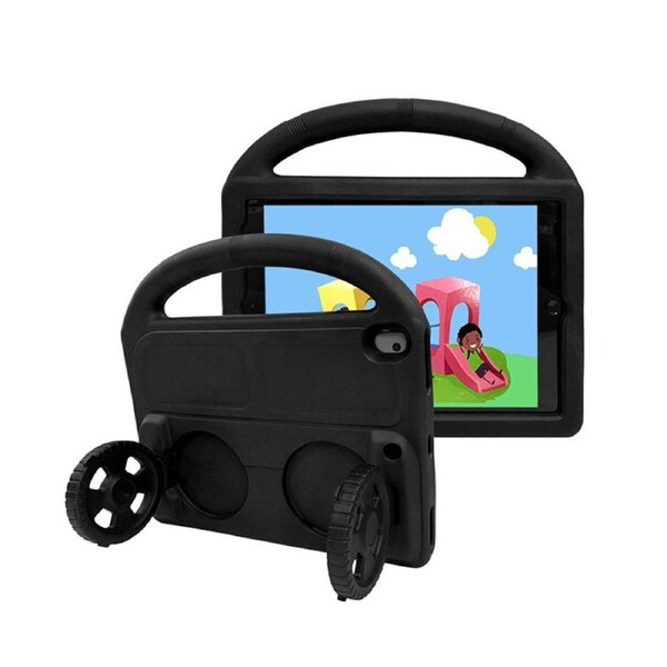 Nevenka Car Wheel-Shaped Shockproof Case for iPad 10.2 Inch with Foldable Stand Handle Kids Gifts-Black