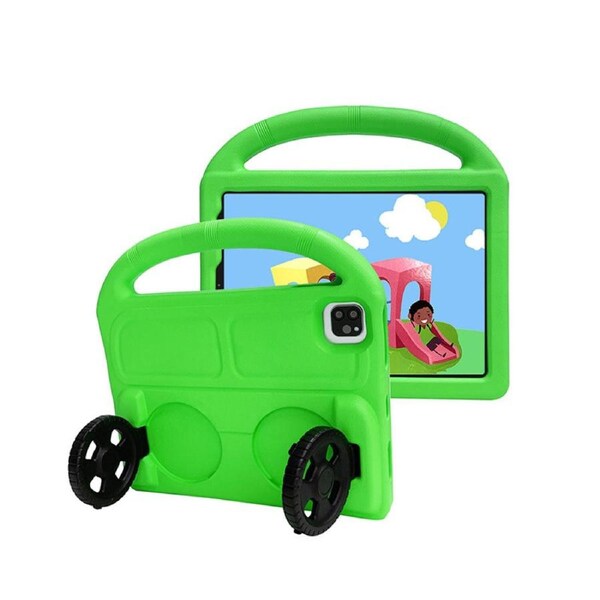 Nevenka Car Wheel-Shaped Shockproof Case for iPad Pro11 with Foldable Stand Handle Kids Gifts-Green