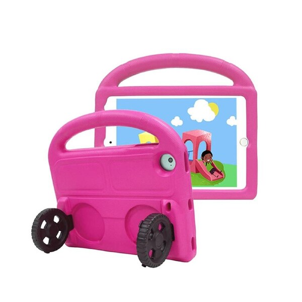 Nevenka Car Wheel-Shaped Shockproof Case for iPad Mini 1/2/3/4/5 7.9 inch with Foldable Stand Handle Kids Gifts-Rose