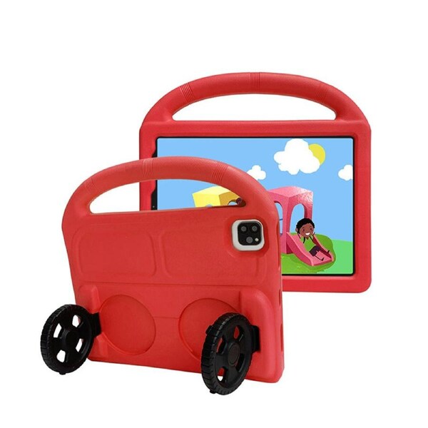 Nevenka Car Wheel-Shaped Shockproof Case for iPad Air4 Air5 10.9 Inch with Foldable Stand Handle Kids Gifts-Red