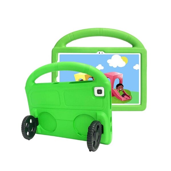 Nevenka Car Wheel-Shaped Shockproof Case for Samsung Galaxy A8 10.5 Inch with Foldable Stand Handle Kids Gifts-Green