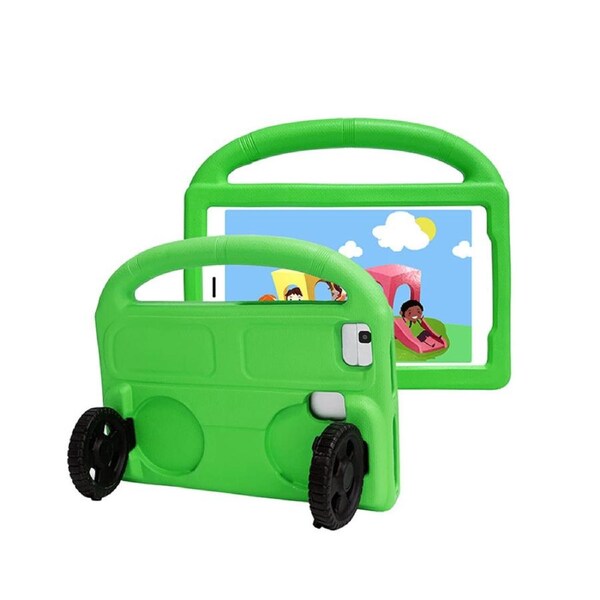 Nevenka Car Wheel-Shaped Shockproof Case for Samsung Galaxy T220 8.7 Inch 2021 with Foldable Stand Handle Kids Gifts-Green