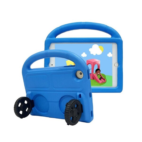 Nevenka Car Wheel-Shaped Shockproof Case for iPad Mini 1/2/3/4/5 7.9 inch with Foldable Stand Handle Kids Gifts-Blue