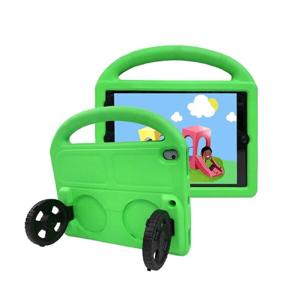 Nevenka Car Wheel-Shaped Shockproof Case for iPad 10.5 Inch with Foldable Stand Handle Kids Gifts-Green