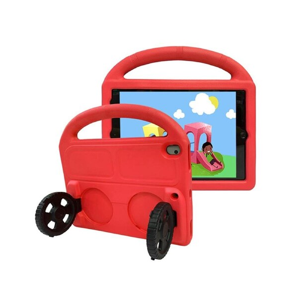 Nevenka Car Wheel-Shaped Shockproof Case for iPad 10.5 Inch with Foldable Stand Handle Kids Gifts-Red