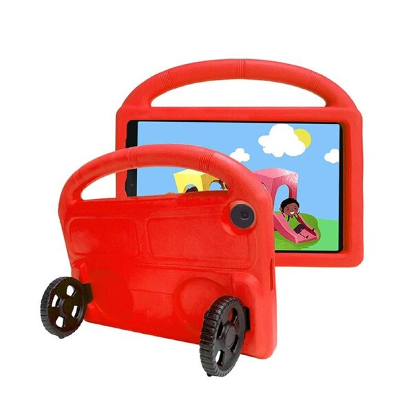 Nevenka Car Wheel-Shaped Shockproof Case for Samsung Galaxy T510 10.1 Inch with Foldable Stand Handle Kids Gifts-Red