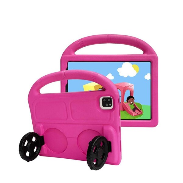 Nevenka Car Wheel-Shaped Shockproof Case for iPad Air4 Air5 10.9 Inch with Foldable Stand Handle Kids Gifts-Rose