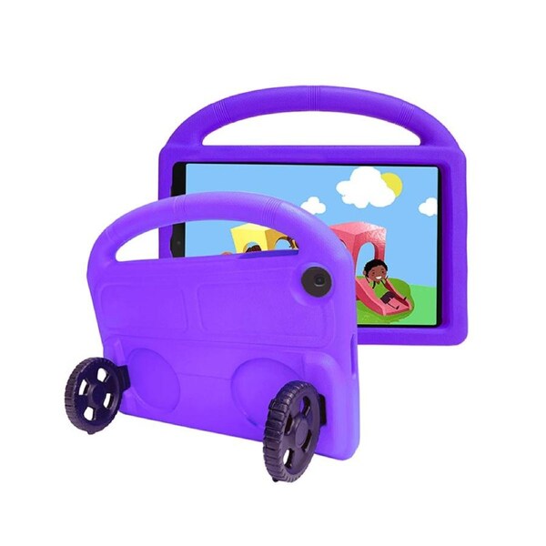 Nevenka Car Wheel-Shaped Shockproof Case for Samsung Galaxy T510 10.1 Inch with Foldable Stand Handle Kids Gifts-Purple