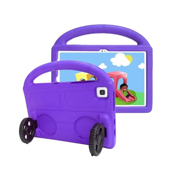 Nevenka Car Wheel-Shaped Shockproof Case for Samsung Galaxy T500 10.4 Inch with Foldable Stand Handle Kids Gifts-Purple