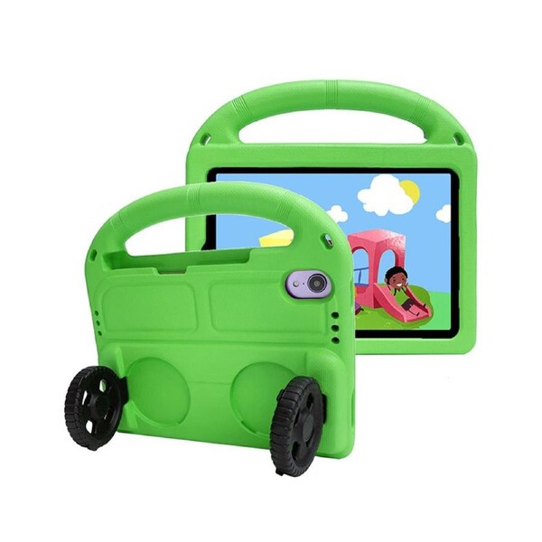 Nevenka Car Wheel-Shaped Shockproof Case for iPad Mini6 8.3 Inch with Foldable Stand Handle Kids Gifts-Green