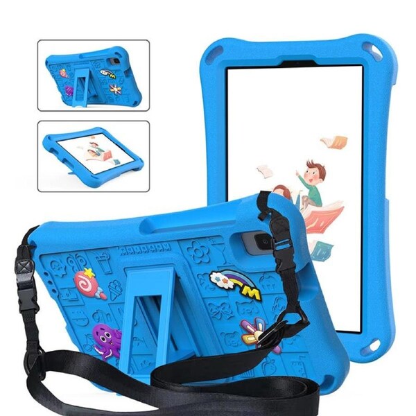 Nevenka Rugged Tablet Case with Stand and Shoulder Strap for Samsung Galaxy T220/T225-Sky Blue