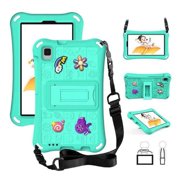 Nevenka Rugged Tablet Case with Stand and Shoulder Strap for Samsung Galaxy T290/T295-Mint Green