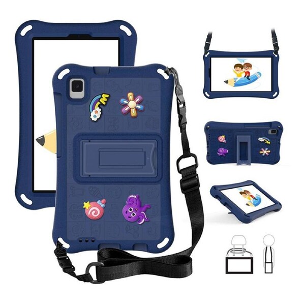Nevenka Rugged Tablet Case with Stand and Shoulder Strap for Samsung Galaxy X110 8.7 Inch 2023-Navy Blue