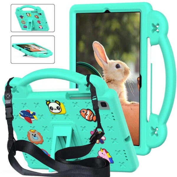 Nevenka Bear Rugged Tablet Case with Stand and Shoulder Strap for Samsung Galaxy 10.4inch Tab A7 T509 2022-Mint Green