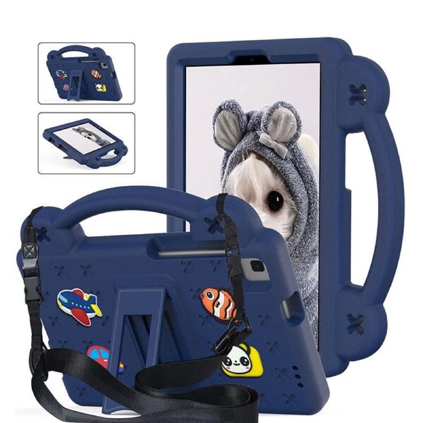 Nevenka Bear Rugged Tablet Case with Stand and Shoulder Strap for Samsung Galaxy T220 8.7 Inch 2021-Navy Blue