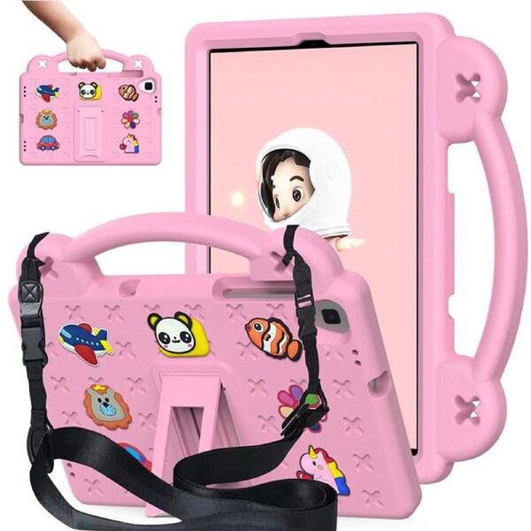 Nevenka Bear Rugged Tablet Case with Stand and Shoulder Strap for Samsung Galaxy T510 10.1 Inch 2019-Pink