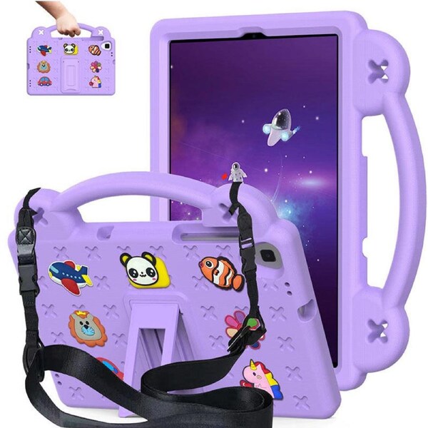 Nevenka Bear Rugged Tablet Case with Stand and Shoulder Strap for Samsung Galaxy T510 10.1 Inch 2019-Light Purple
