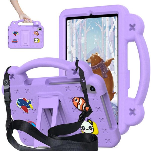Nevenka Bear Rugged Tablet Case with Stand and Shoulder Strap for Samsung Galaxy T307 8.4 Inch-Light Purple
