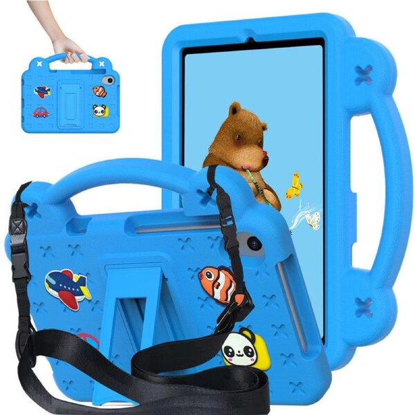 Nevenka Bear Rugged Tablet Case with Stand and Shoulder Strap for Samsung Galaxy T307 8.4 Inch-Sky Blue