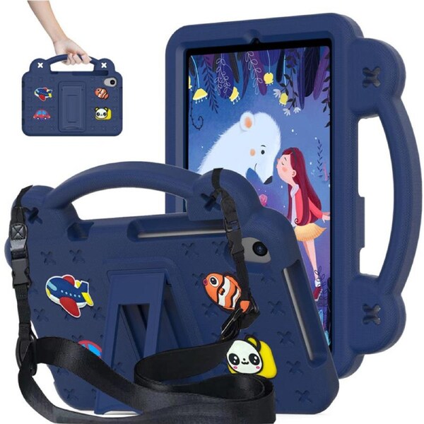 Nevenka Bear Rugged Tablet Case with Stand and Shoulder Strap for Lenovo TB-300FU 8 Inch-Navy Blue