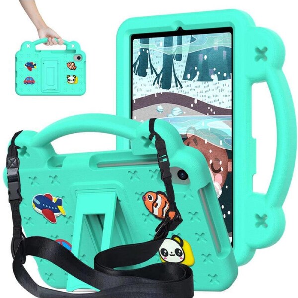 Nevenka Bear Rugged Tablet Case with Stand and Shoulder Strap for Samsung Galaxy T307 8.4 Inch-Mint Green