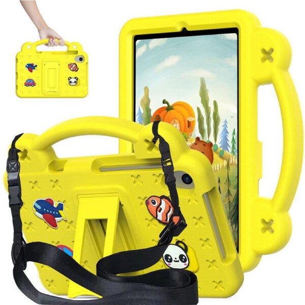 Nevenka Bear Rugged Tablet Case with Stand and Shoulder Strap for Samsung Galaxy T307 8.4 Inch-Yellow