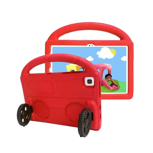 Nevenka Car Wheel-Shaped Shockproof Case for Samsung Galaxy T500 10.4 Inch with Foldable Stand Handle Kids Gifts-Red